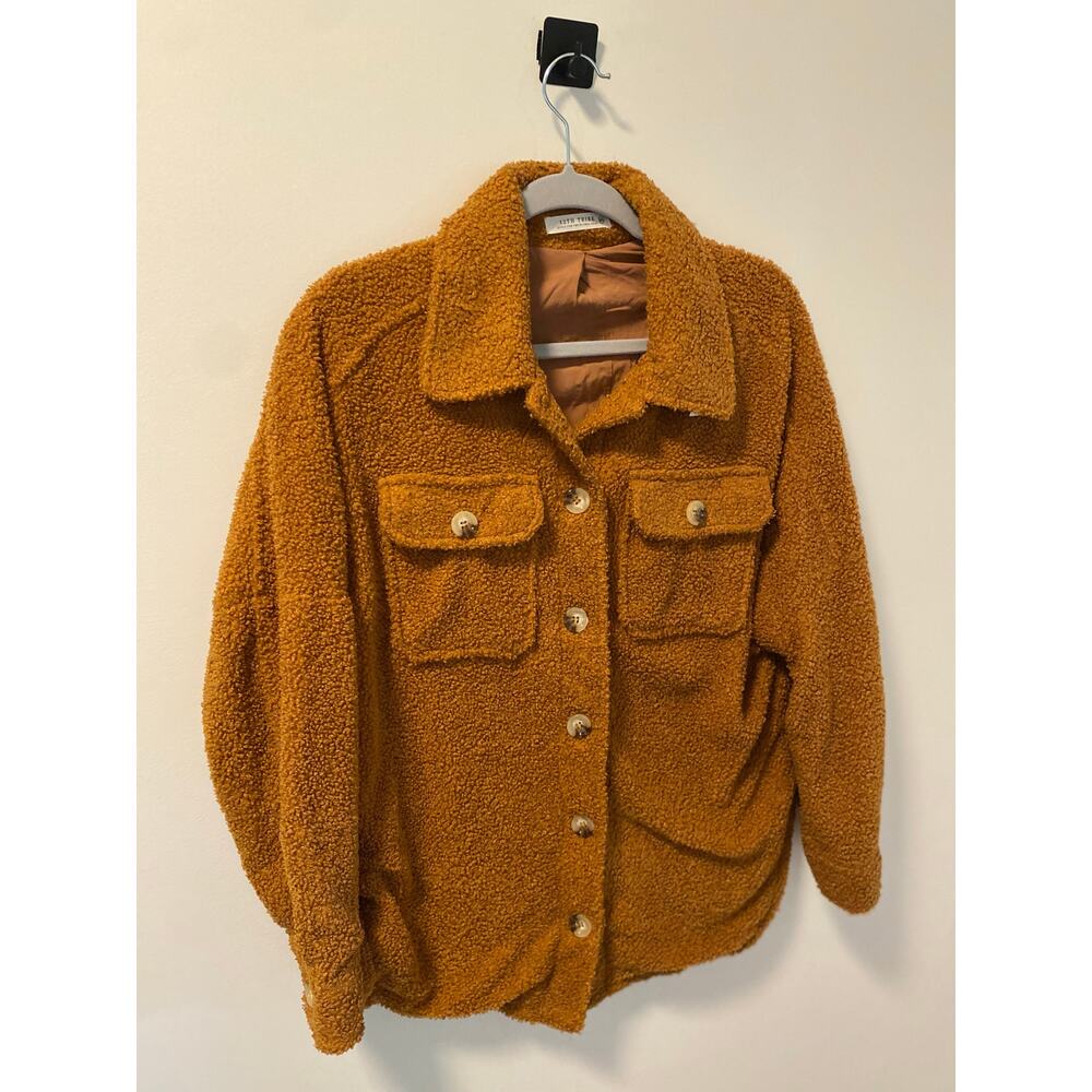 12th Tribe Brown Teddy Sherpa Button Up Jacket-Size M/L
